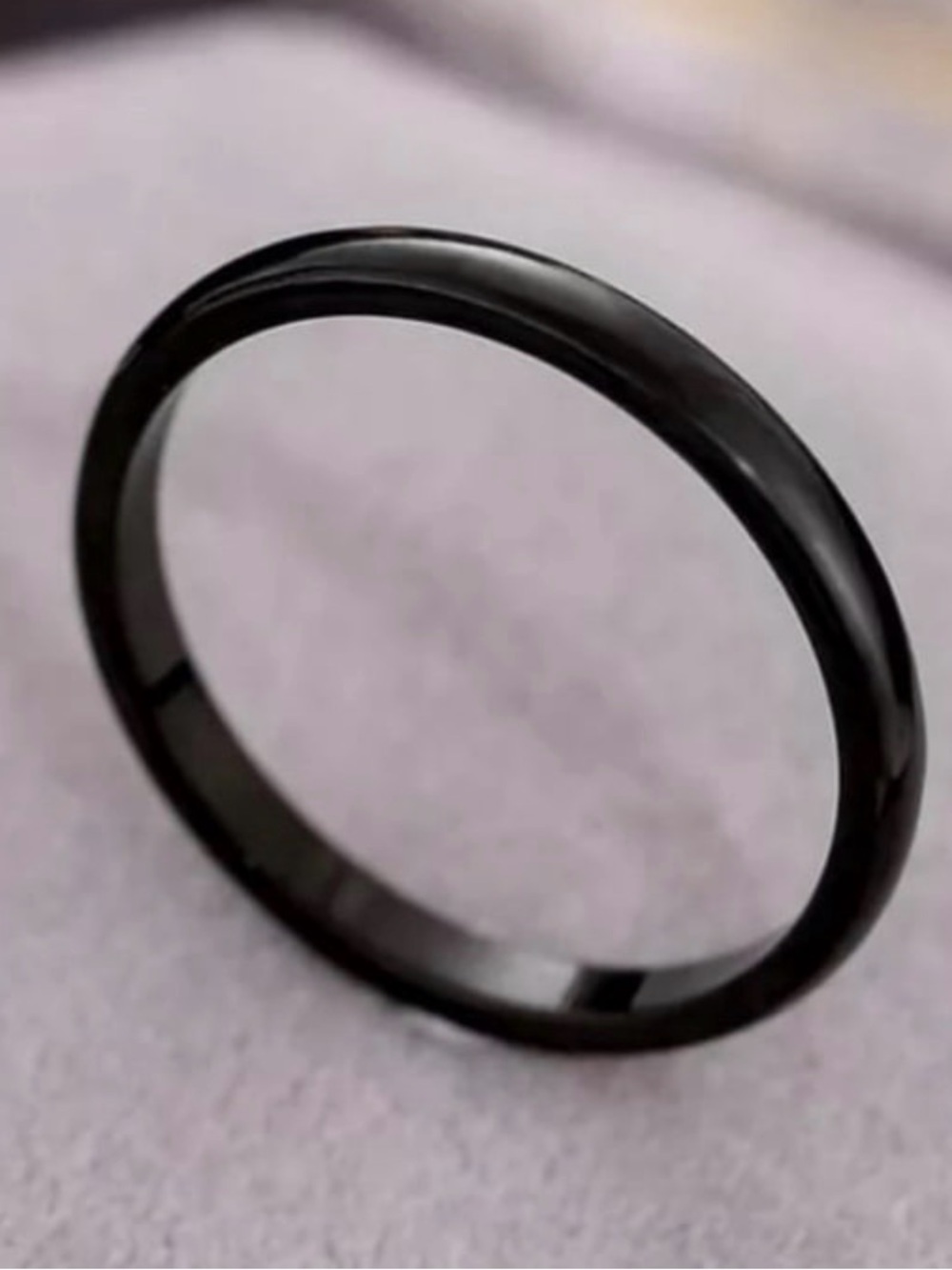 Black Titanium Thin Wedding Engagement Promise Stacking Ring Band